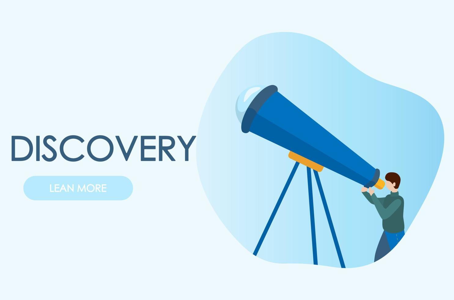Astronomer looking through telescope. Concepts for website and applications. vector