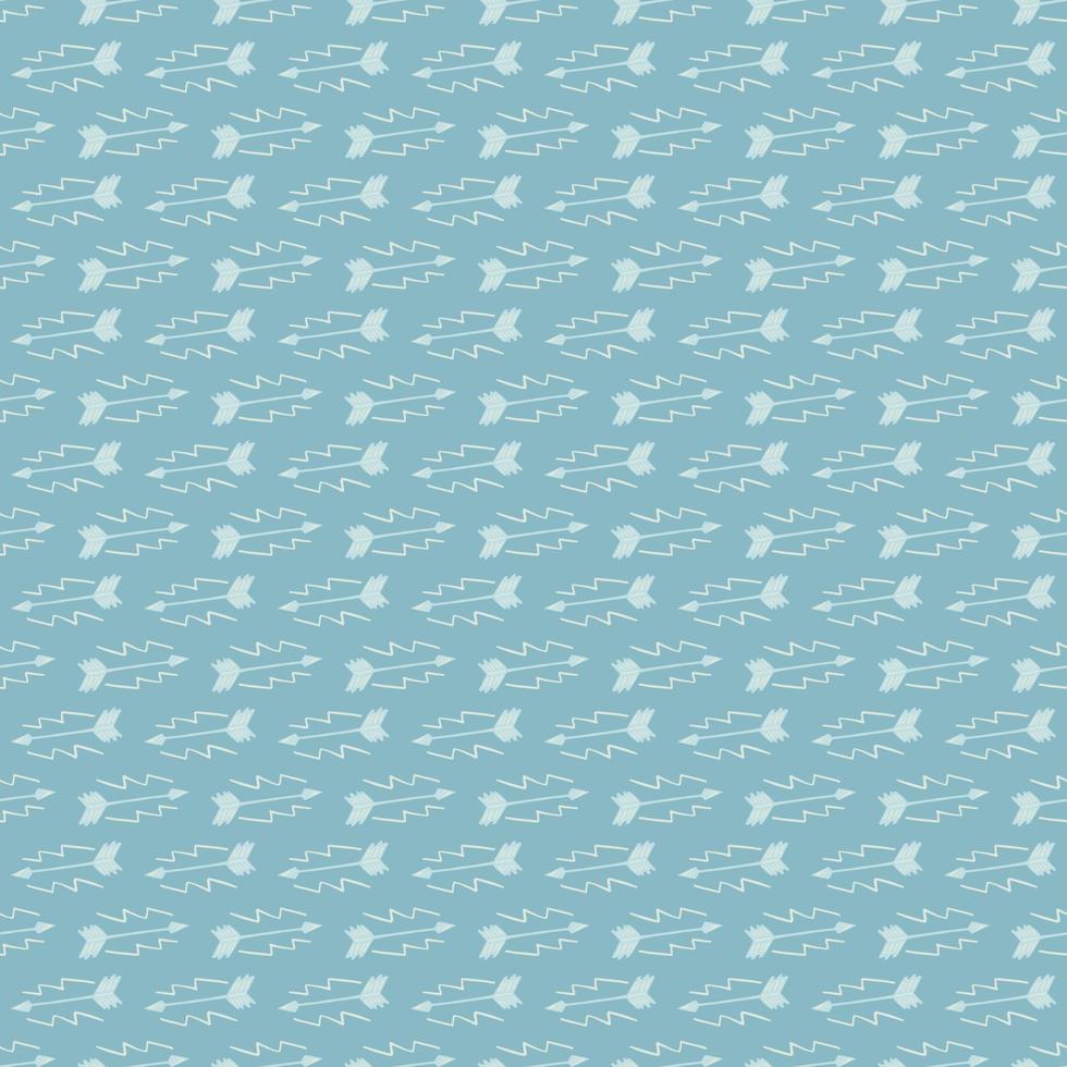 muchas flechas blancas sobre fondo azul claro. patrón transparente con pequeños elementos. vector