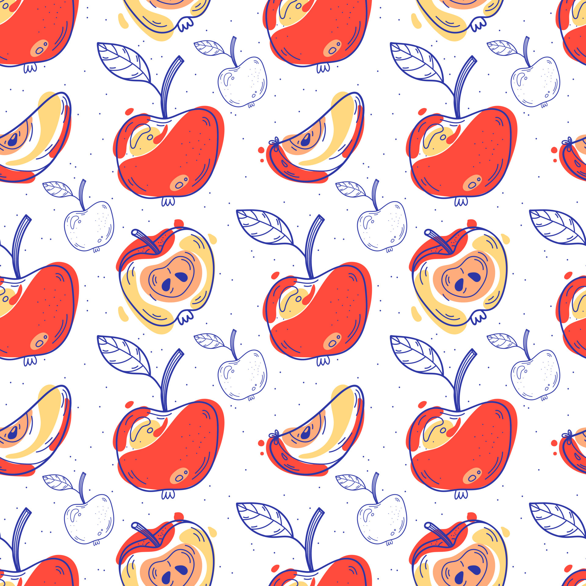 Apple colorful seamless pattern. Hand drawn doodle background for kitchen wallpaper, textile, fabric, menu design isolated on white background. 5674040 Vector Art at Vecteezy Apple colorful seamless pattern. Hand drawn doodle background for kitchen wallpaper, textile, fabric, menu design isolated on white background. 5674040 Vector Art at Vecteezy