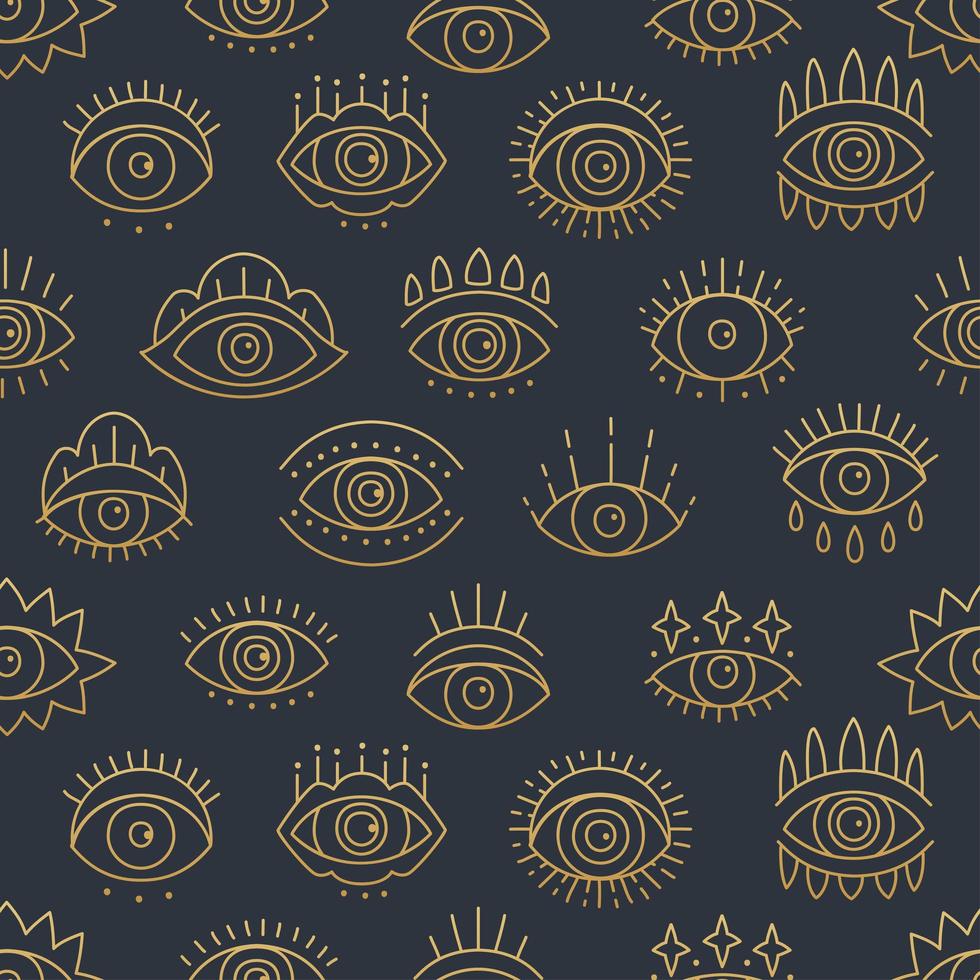 Seamless pattern design with Line art icon of evil seeing eye. vector