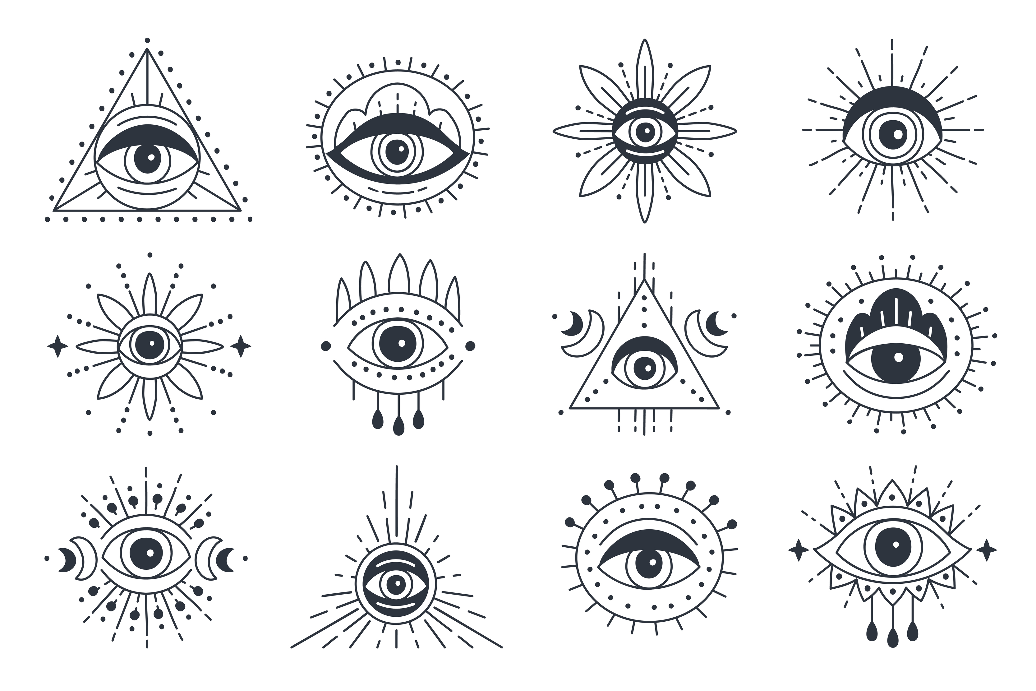 Premium Vector  Evil eye set with different color in pixel art style