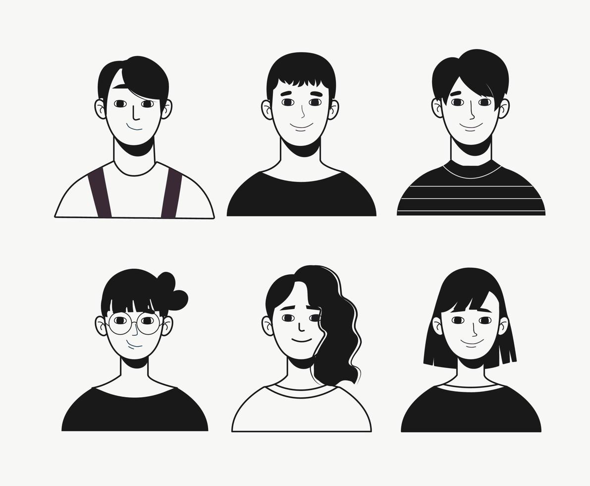 colección de avatar de personas dibujadas a mano vector