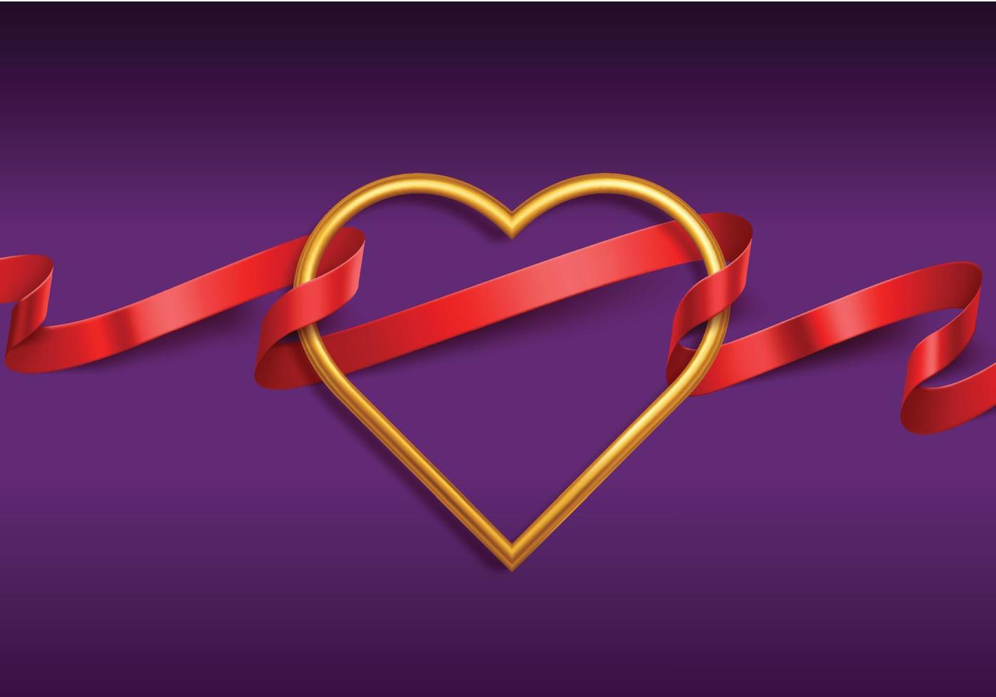 corazón de oro con fondo morado vector