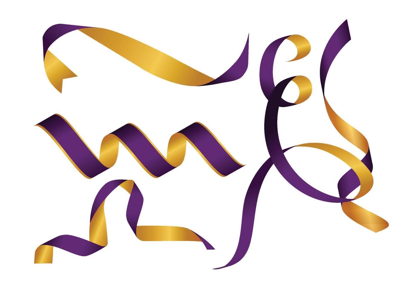 Purple and gold ribbon vector