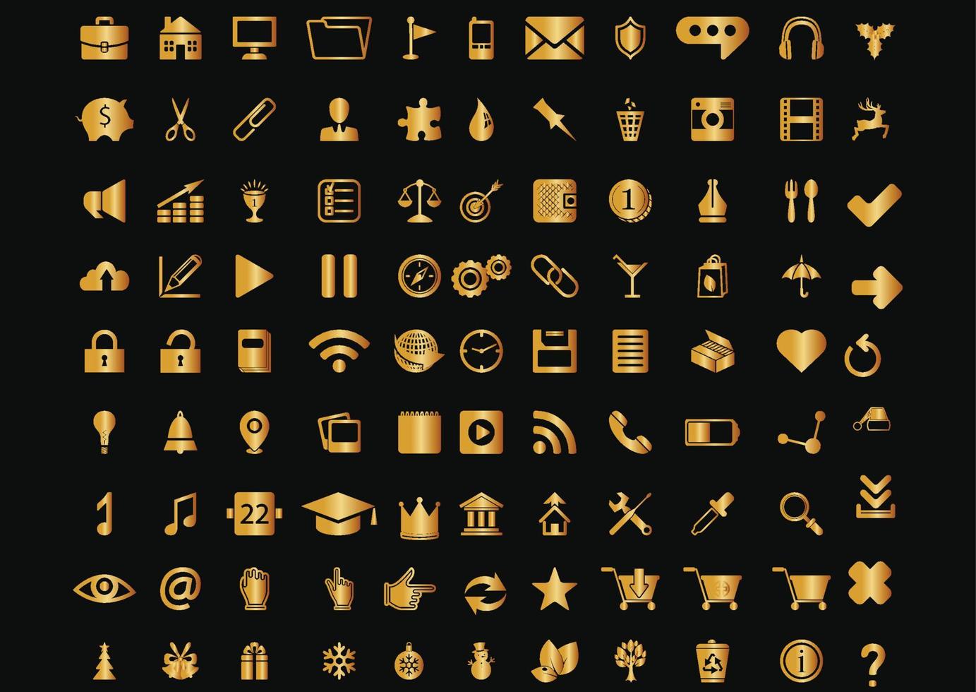 Universal icons gold gradients vector