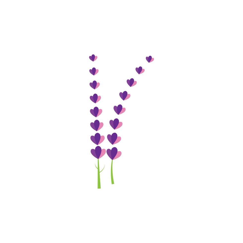 diseño plano de vector de logotipo de flor de lavanda fresca