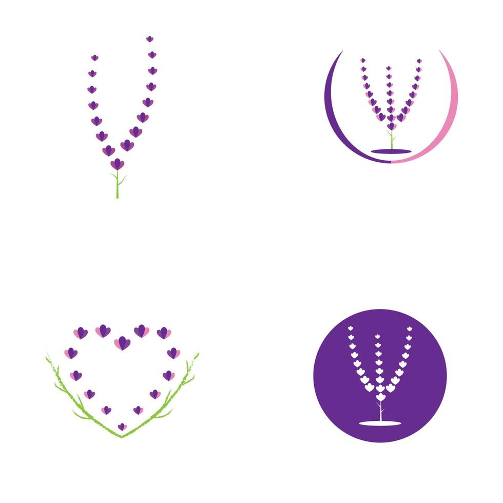 diseño plano de vector de logotipo de flor de lavanda fresca