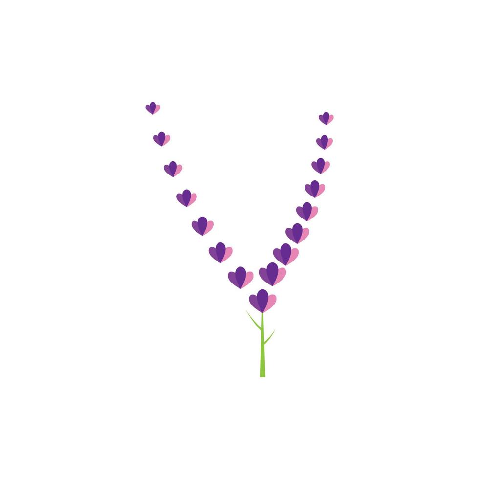 diseño plano de vector de logotipo de flor de lavanda fresca