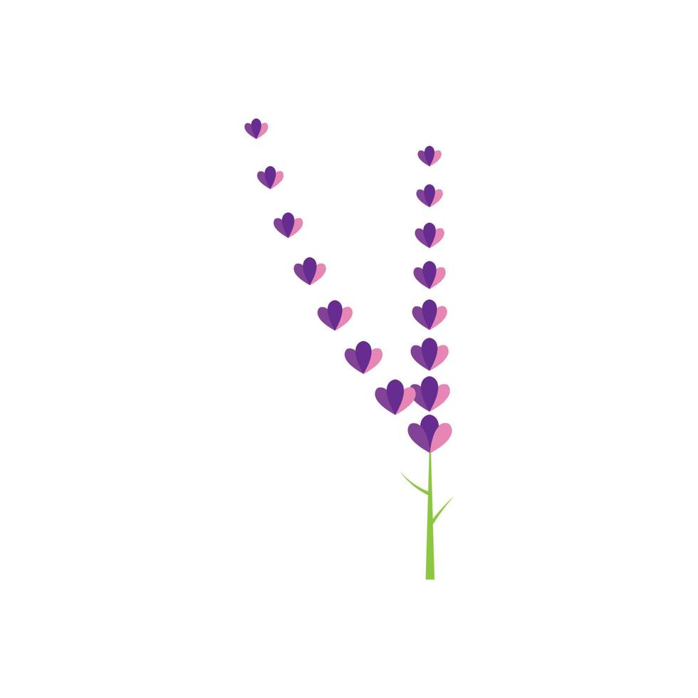 diseño plano de vector de logotipo de flor de lavanda fresca