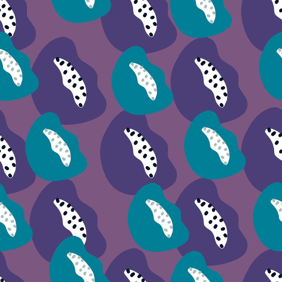 Seamless abstract pattern with scandi purple and blue figures ornament. Purple background. vector