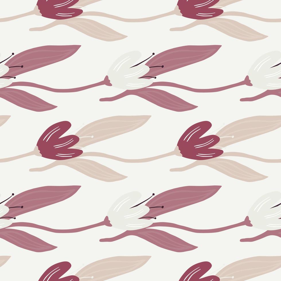 Vintage tulip seamless pattern on white background. vector