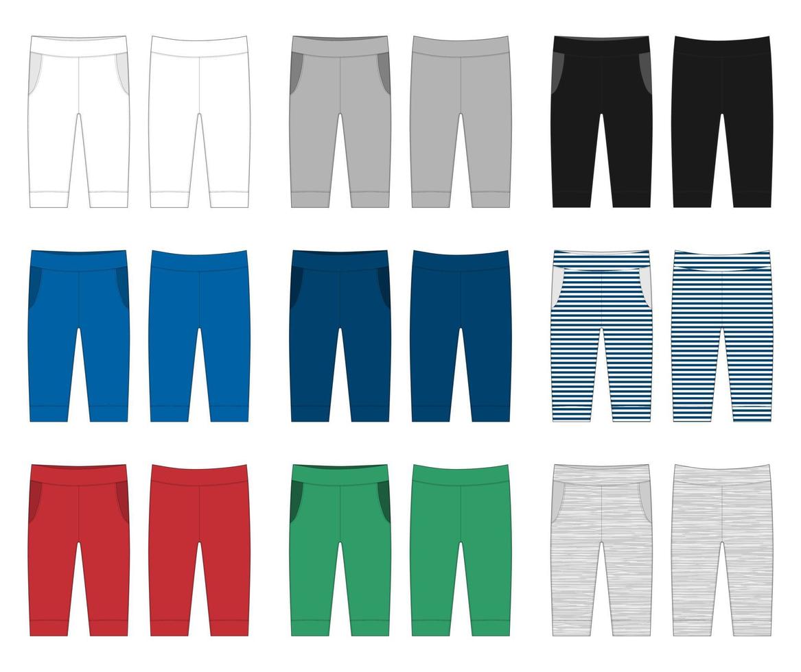 Newborn pants flat illustration. Trousers sketch baby clothes. vector