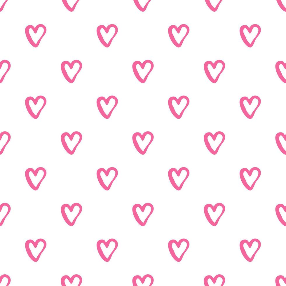 Geometric hearts seamless pattern on white background. vector