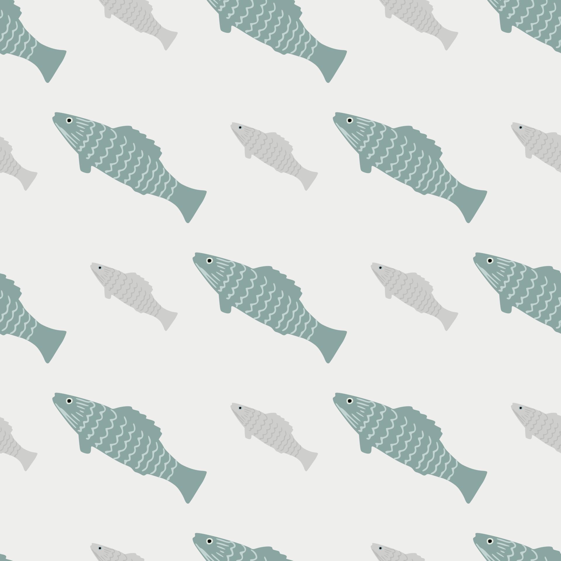 Pale seamless undersea pattern with aqua fish exotic print. Wildlife