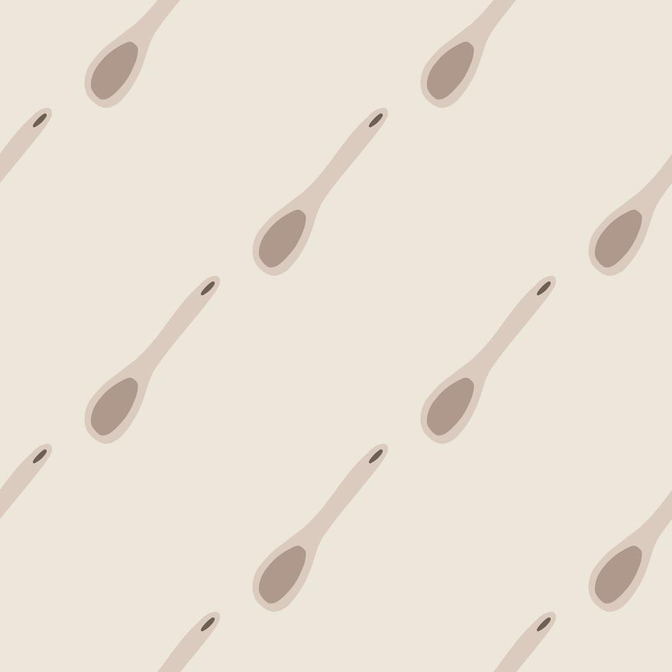 Minimalistic seamless pattern with cooking spoon diagonal ornament. Pale tones grey palette. Kitchen backdrop. vector