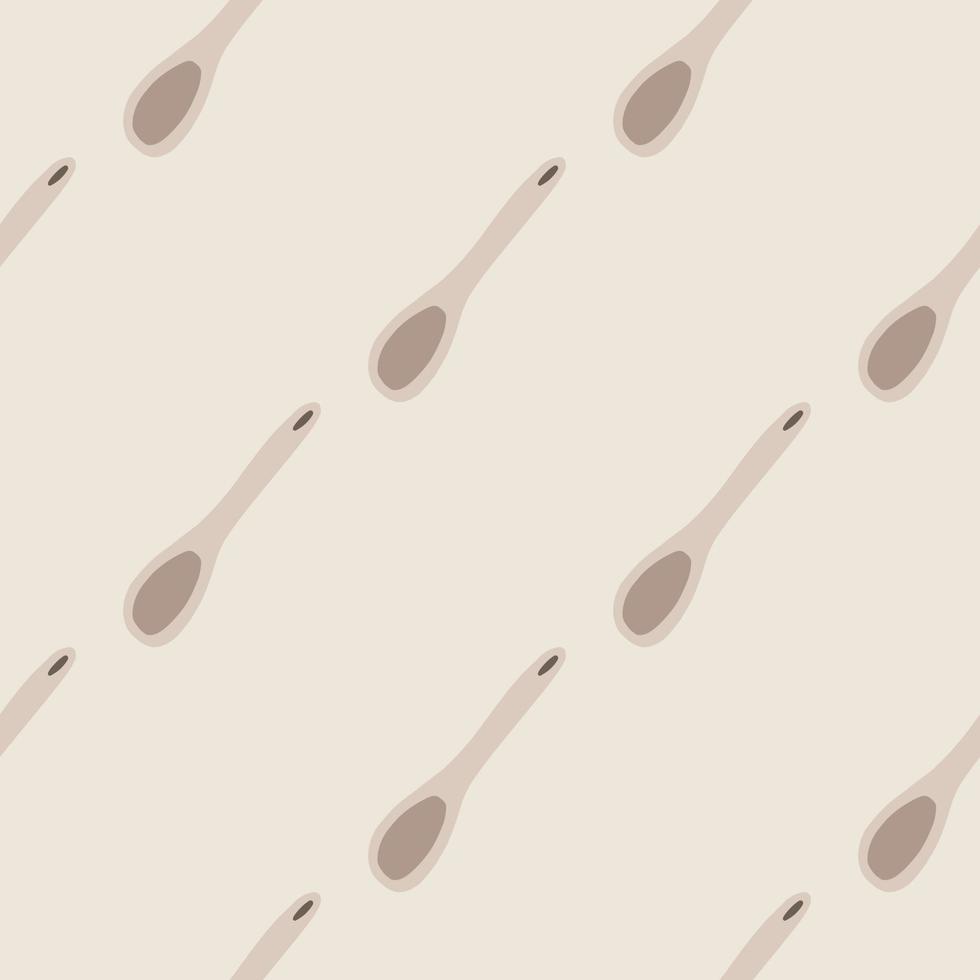 Minimalistic seamless pattern with cooking spoon diagonal ornament. Pale tones grey palette. Kitchen backdrop. vector