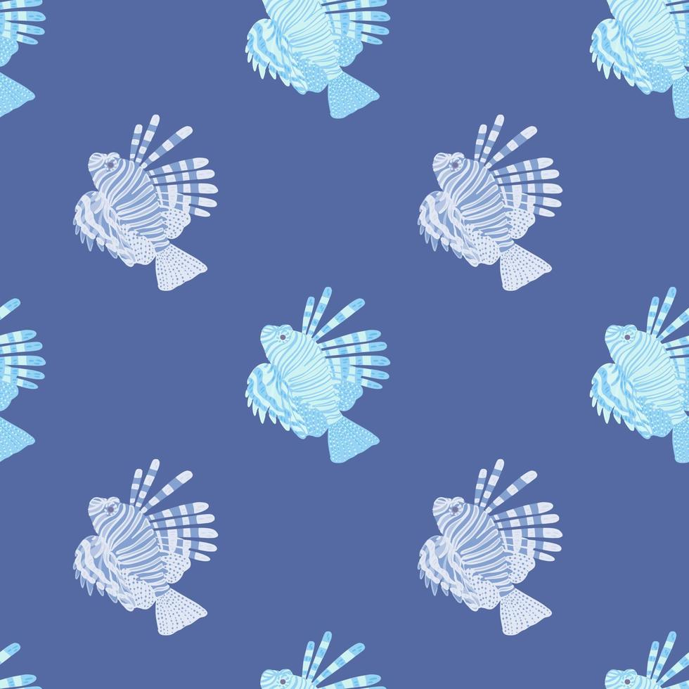 Simple ocean style seamless pattern with bright lionfish ...