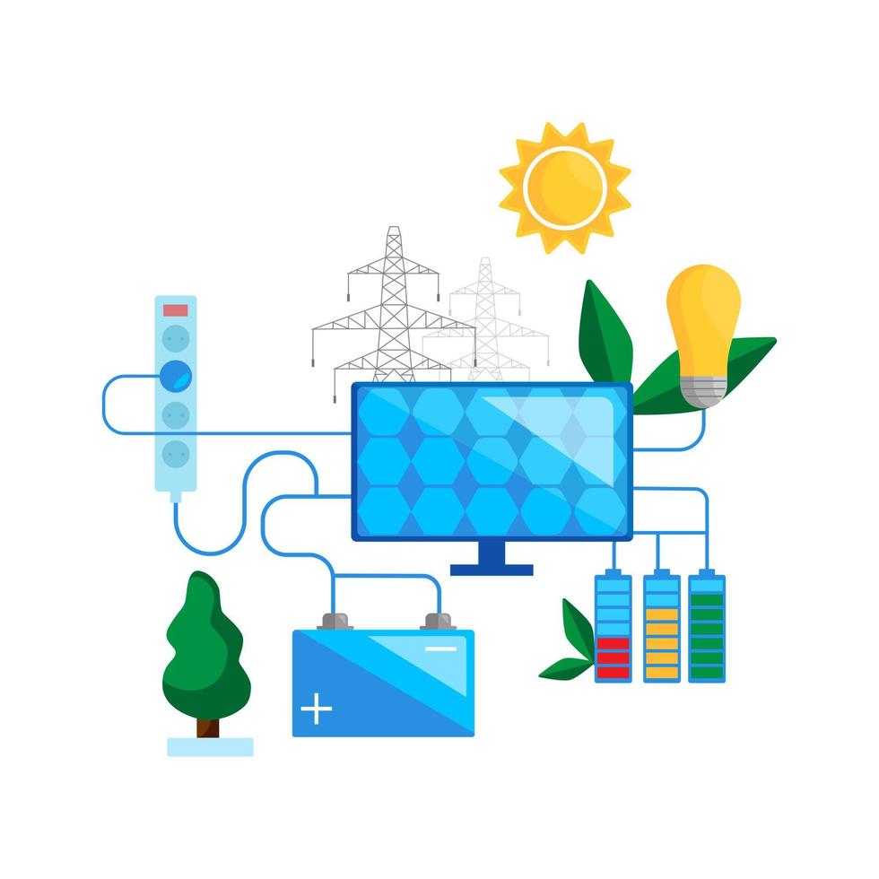 diseño de concepto de energía solar.panel solar energía verde. vector