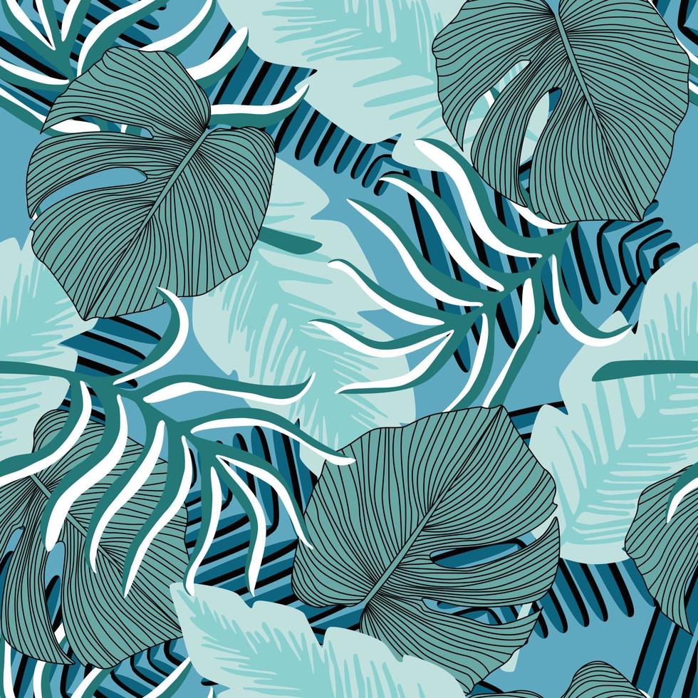 Exotic hawaiian plant seamless pattern. Leaf wallpaper. Tropical pattern, palm leaves vector