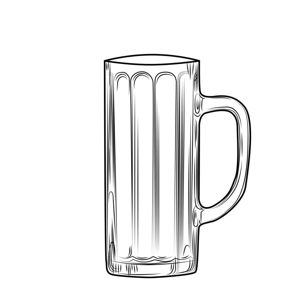 Hand drawn beer mug. Engraving style. illustration isolated vector