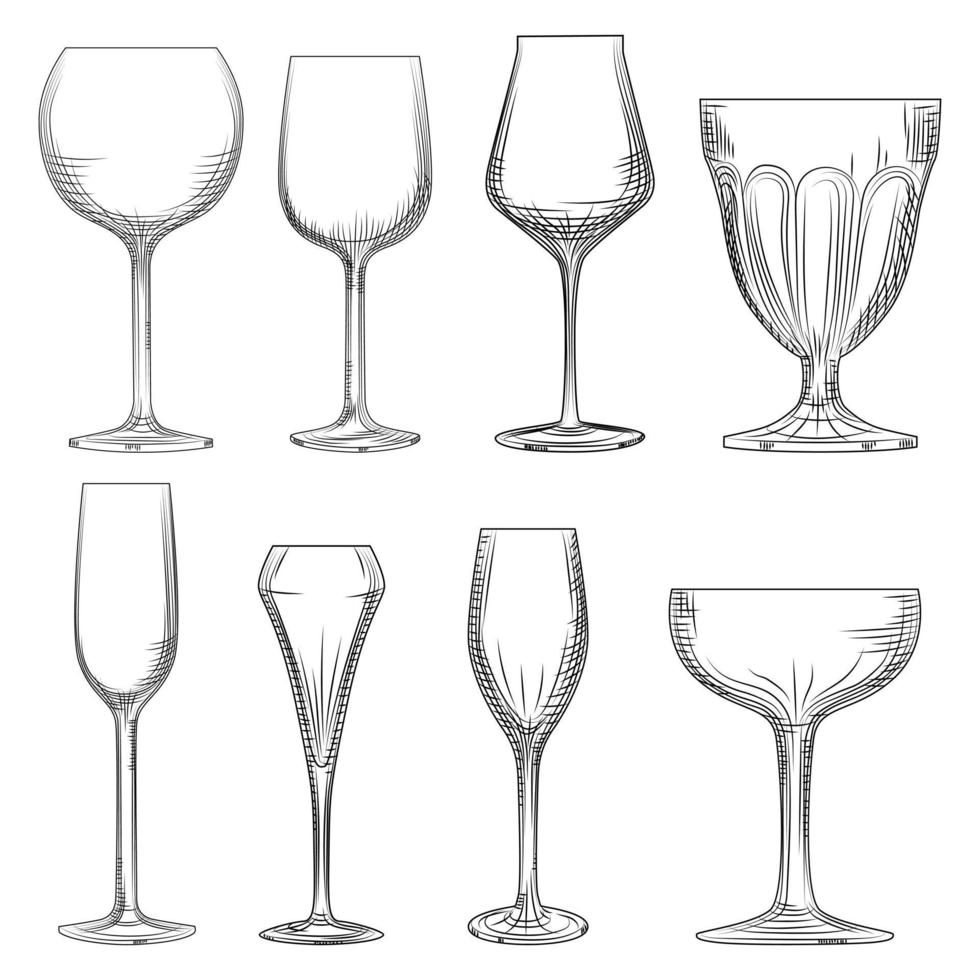 Empty Stemless Wine Glass Hand Drawn Stock Vector (Royalty Free) 1731913615