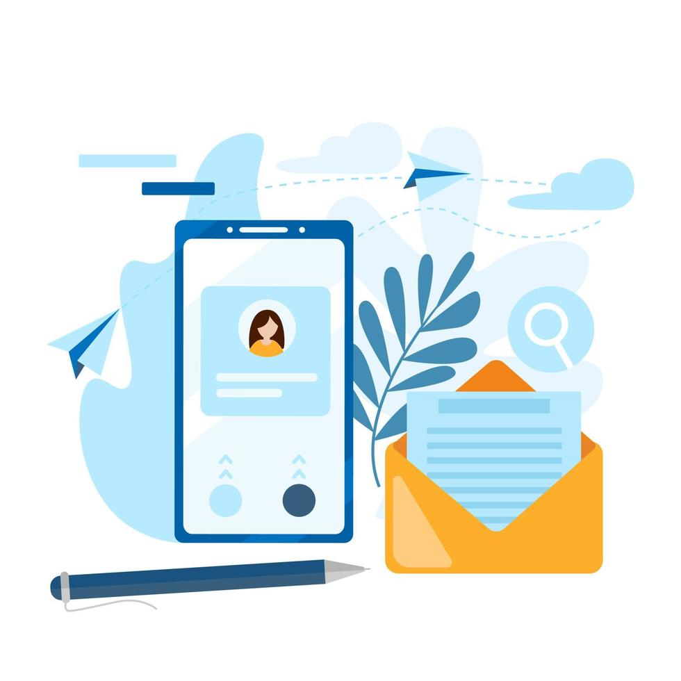 Send email. Concept of the call, address book, note book. Contact us icon. ontact icon on the mobile phone screen. vector