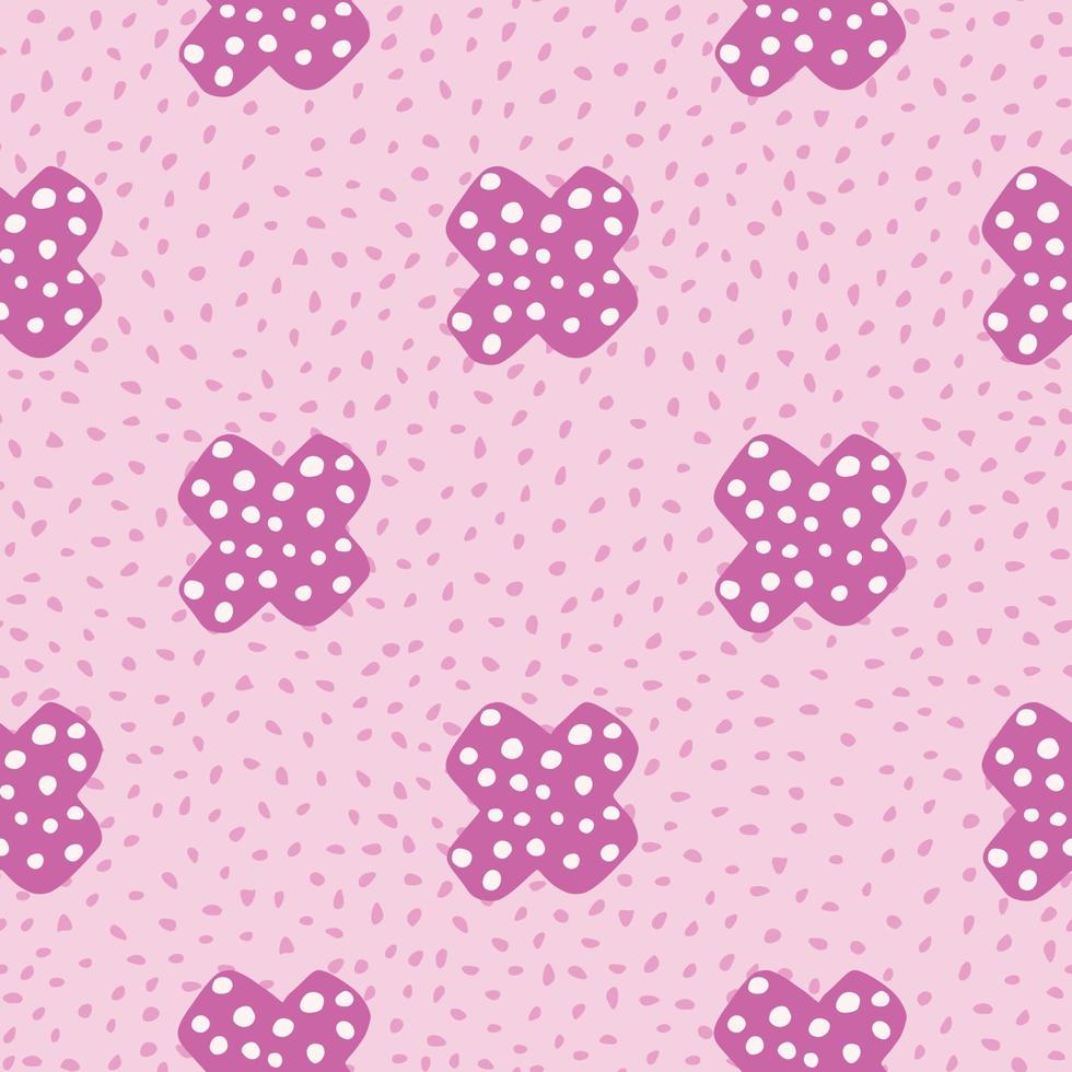 Hand drawn cute cross seamless pattern on pink background. Doodle plus sign wallpaper. vector