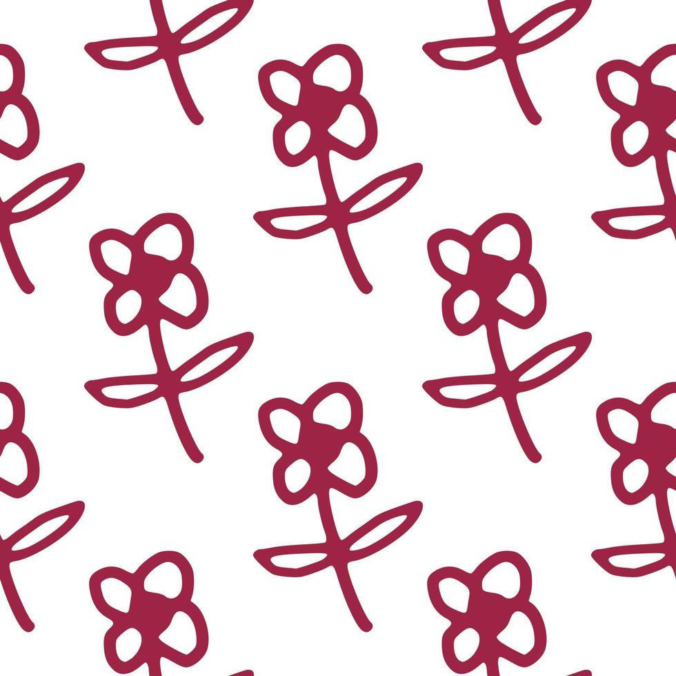 Seamless pattern with cute flowers isolated on white background. Simple style. Abstract floral wallpaper. vector