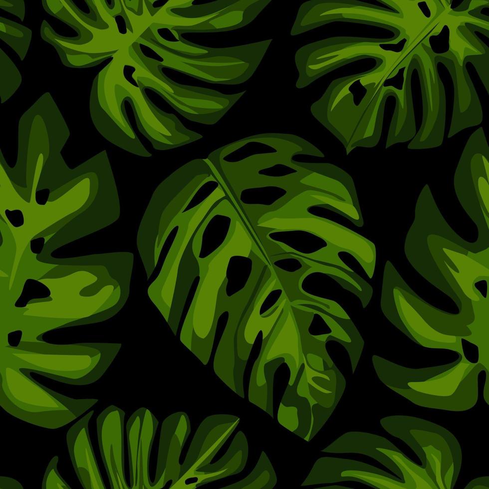 Exotic Tropical monstera leaves seamless pattern. Tropical pattern vector