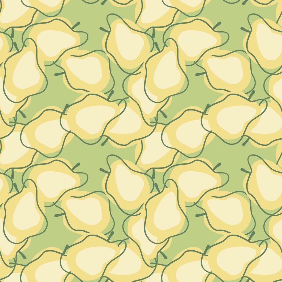 Modern style seamless pattern with pastel orange abstract apples little print. Pastel green background. vector