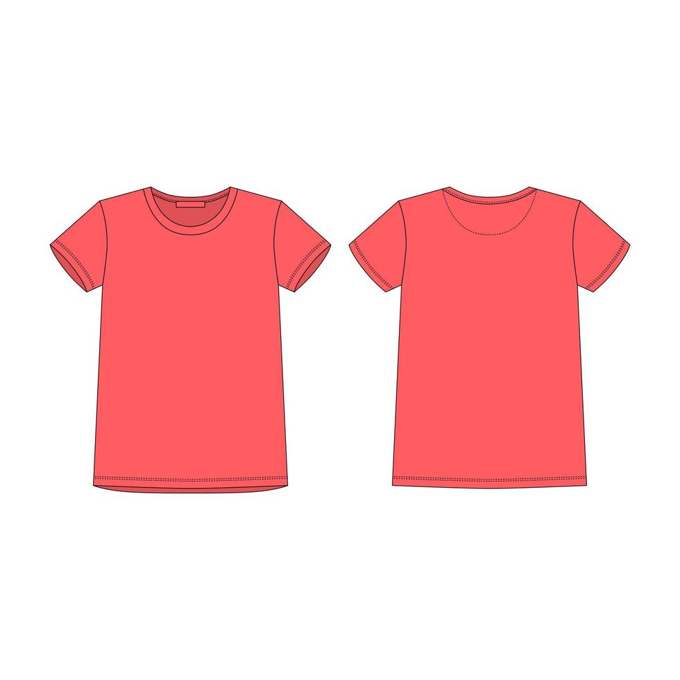 T-shirt in red color for women isolated isolated on white background. vector