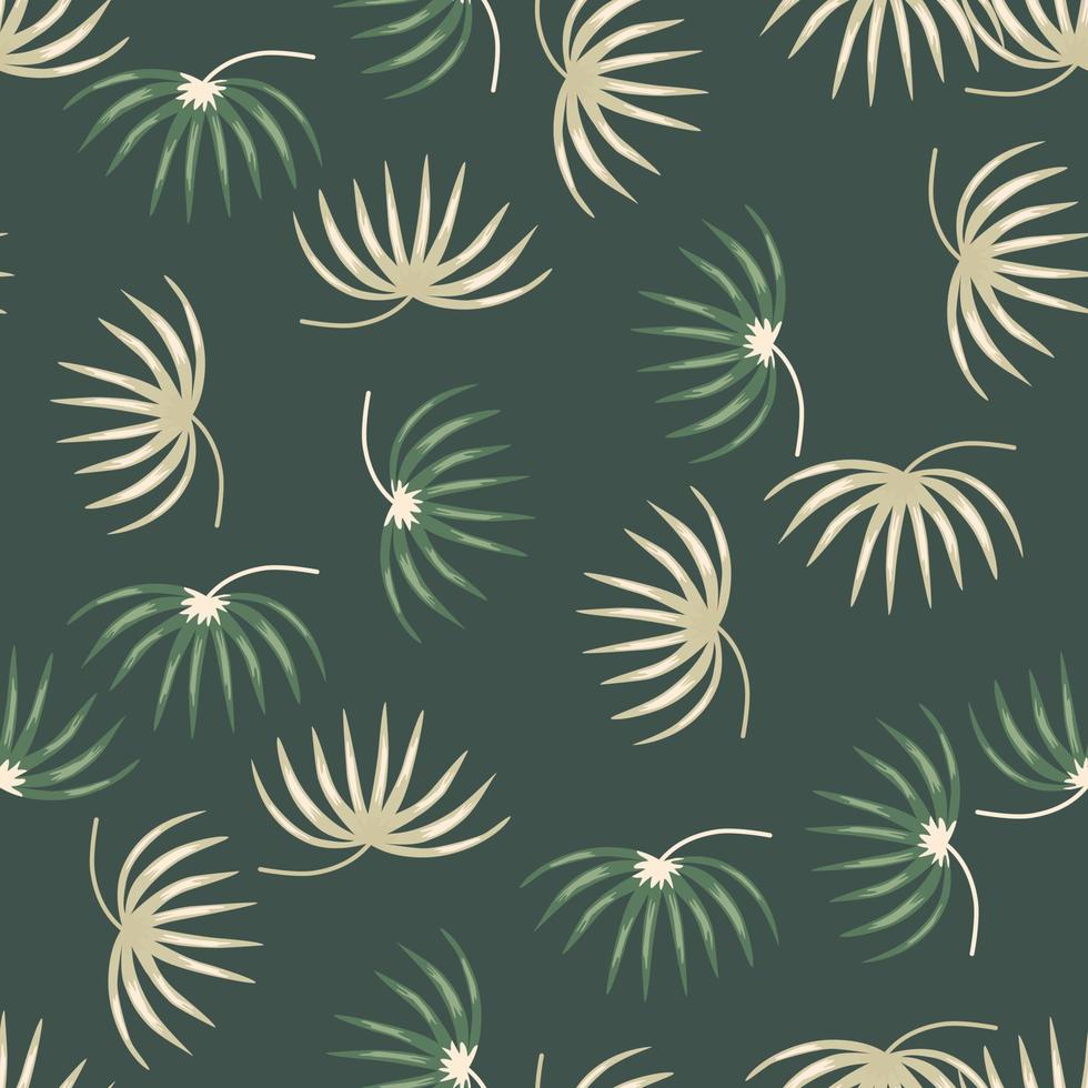 Beige and green random tropic leaves silhouettes seamless pattern. Exotic botany backdrop with floral print. vector