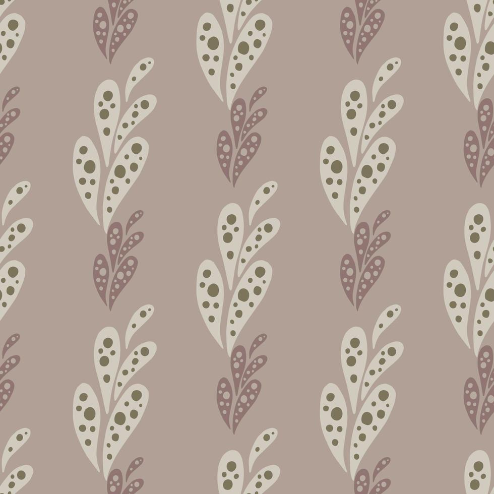 Decorative seamless pattern in pale tones with abstract nature ornament print. Beige colored artwork. vector