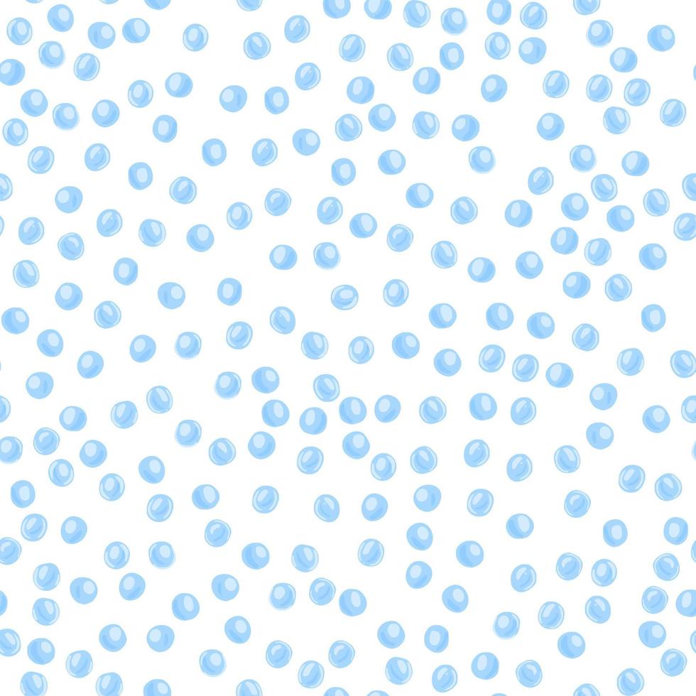 Isolated seamless bubbles pattern. White background with blue little ball ornament. Aqua stylized artwork. vector