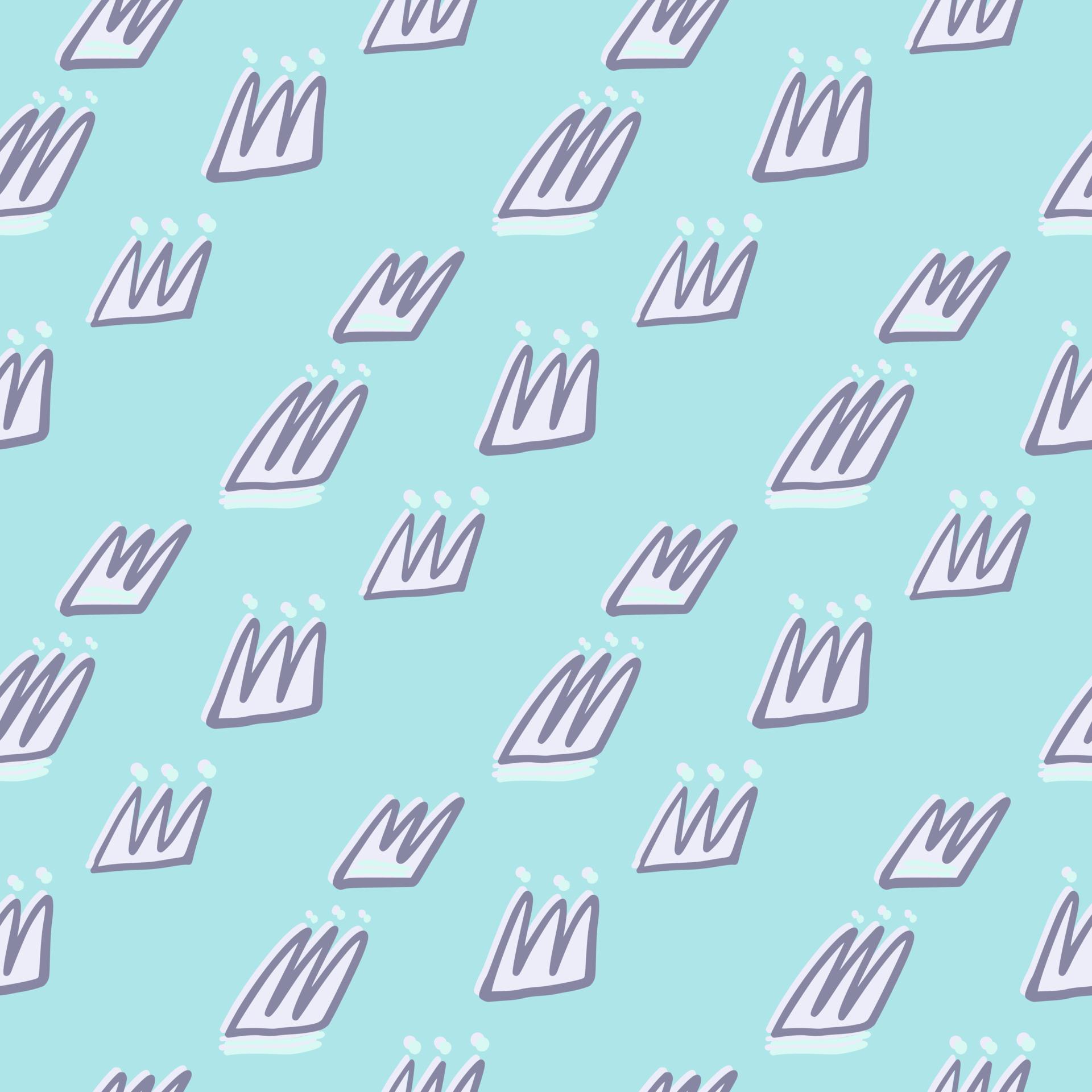 Outlined crown ornament seamless doodle pattern. Simple design with