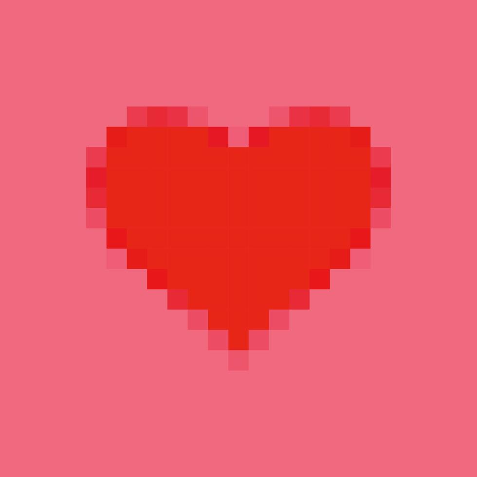 corazón rojo. mensaje de amor. cartel de feliz día de san valentín en pixel art vector