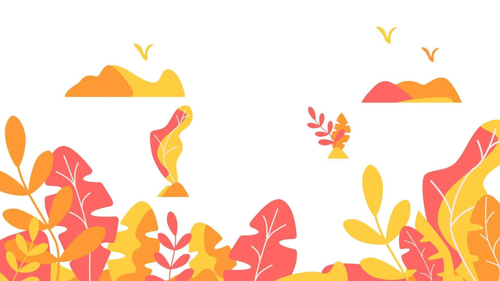 Autumn leaves background template vector illustration flat design