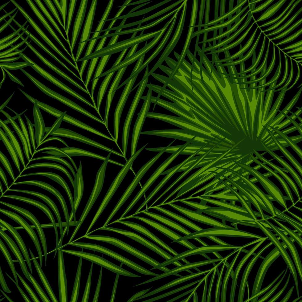 patrón sin costuras de plantas exóticas abstractas sobre fondo negro. vector