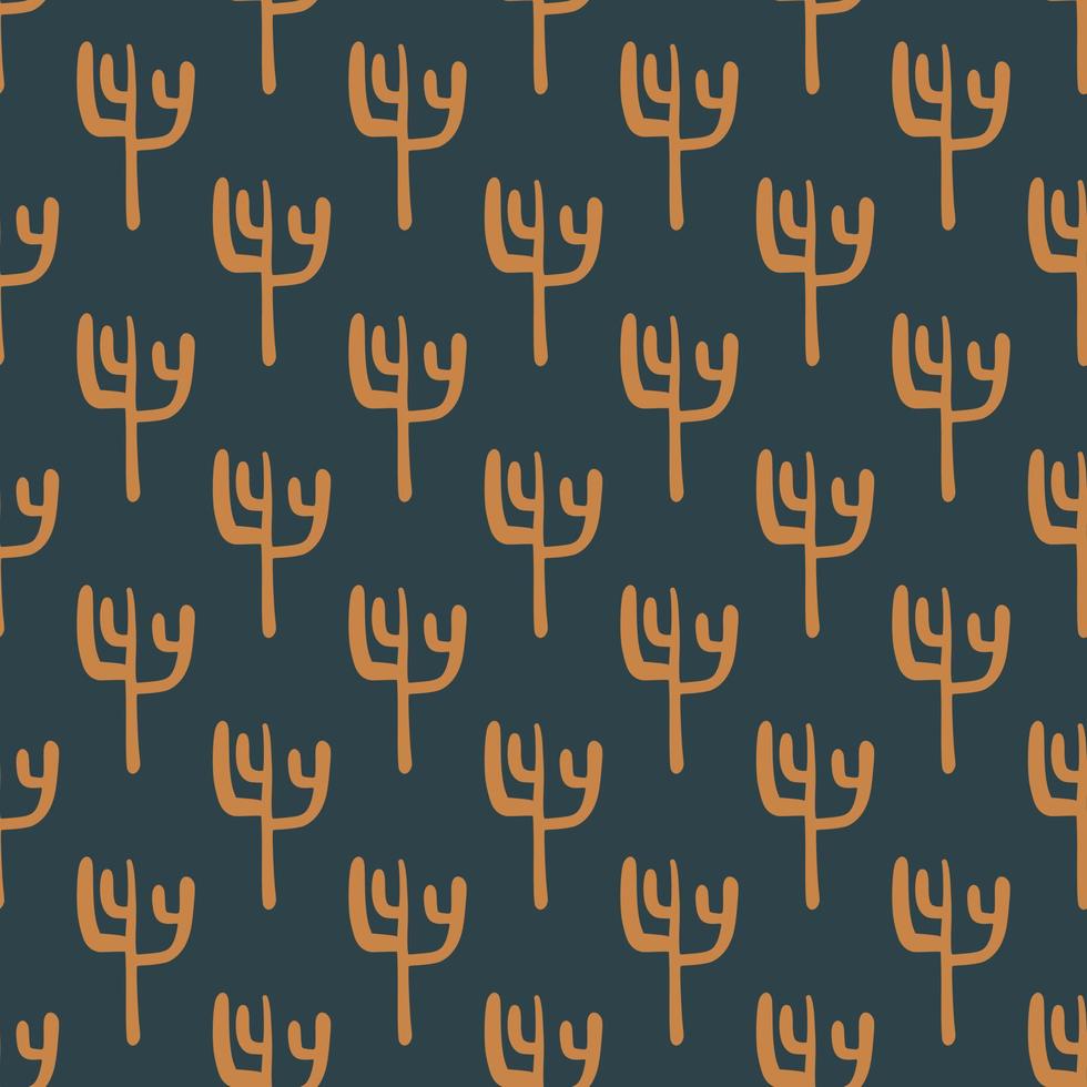 Desert doodle cacti endless wallpaper. Seamless pattern with cactuses on green background.Decorative backdrop for fabric design, textile print, wrapping, cover. vector