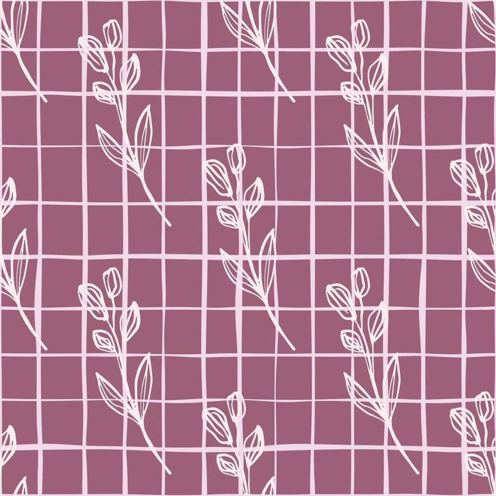 diseño de hierbas dibujado a mano con flores blancas y control sobre fondo rojo. patrón transparente en color pastel. vector