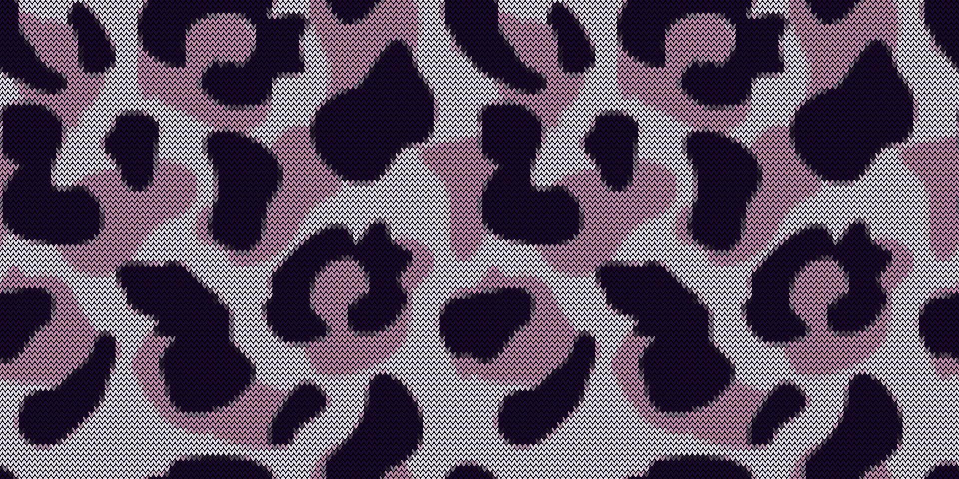 Leopard in knitted style seamless pattern. Jacquard cheetah fur background. vector