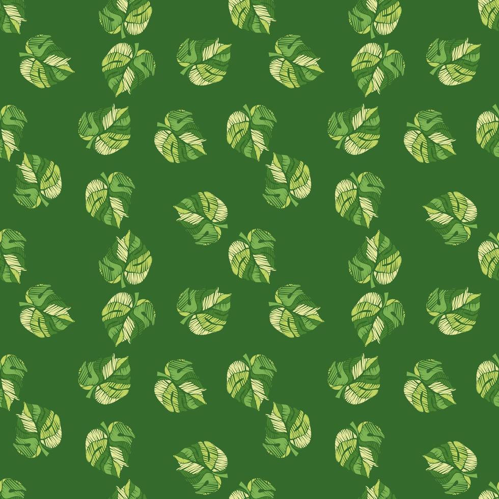 Creative monstera leaves tropical seamless pattern. Embroidery palm leaf endless wallpaper. vector