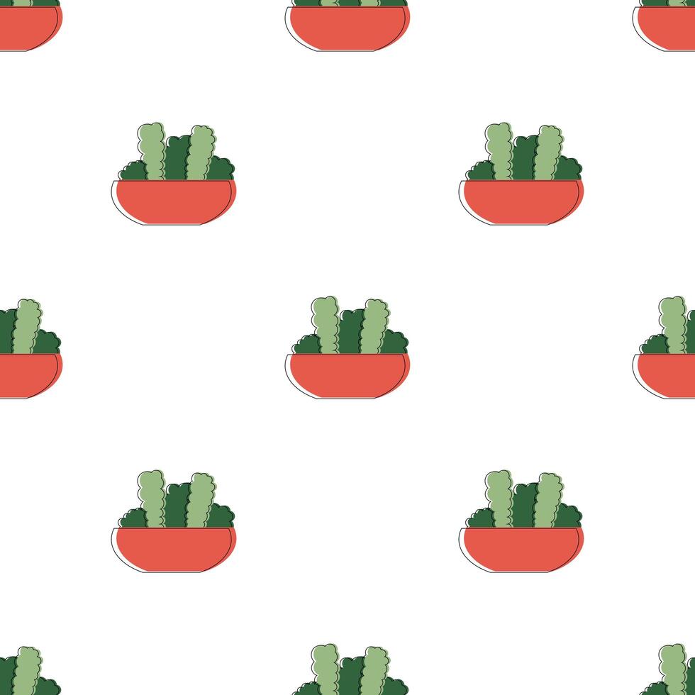 Hand-drawn succulents and cactus doodle pattern. Seamless pattern with cactus. vector
