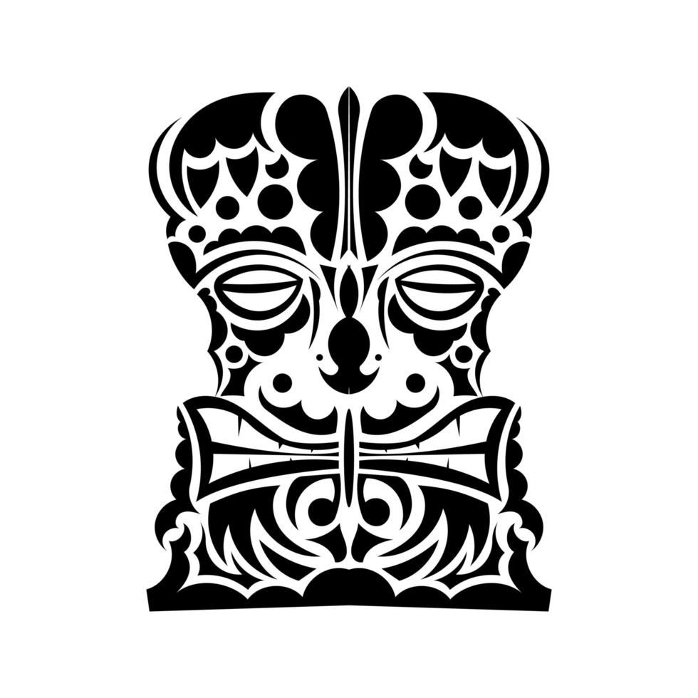 Totem face. Face in Polynesian or Maori style. Good for prints and t-shirts. Isolated. Vector