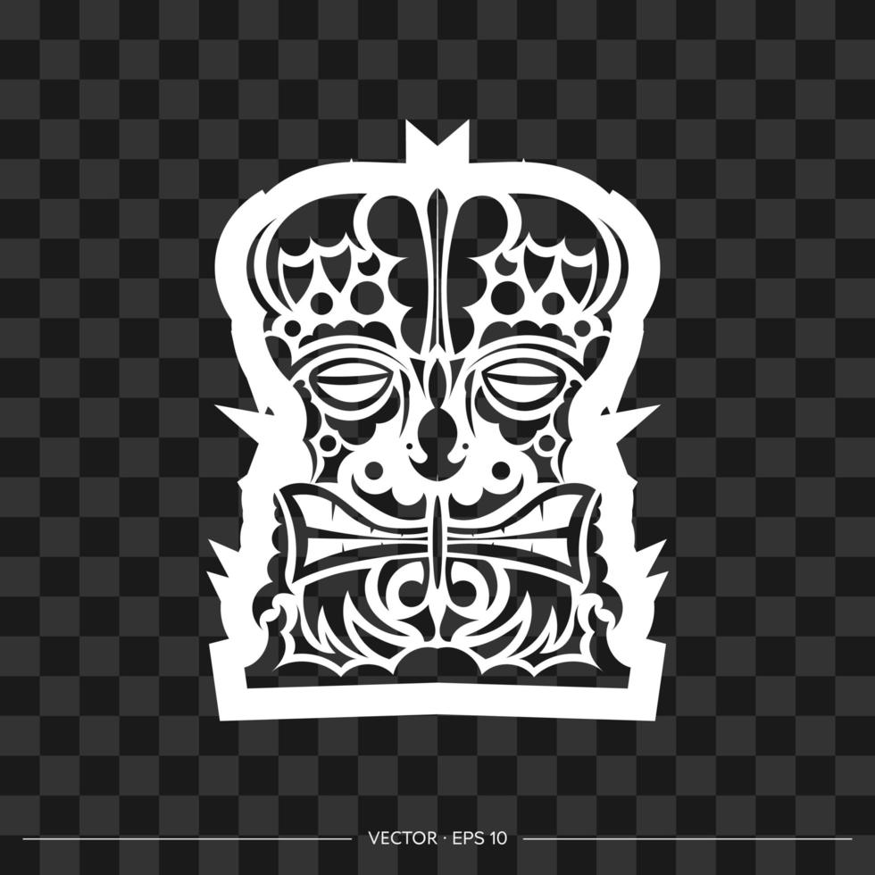 Polynesia mask. The contour of the face or mask of a warrior. For T-shirts and prints. Vector illustration.