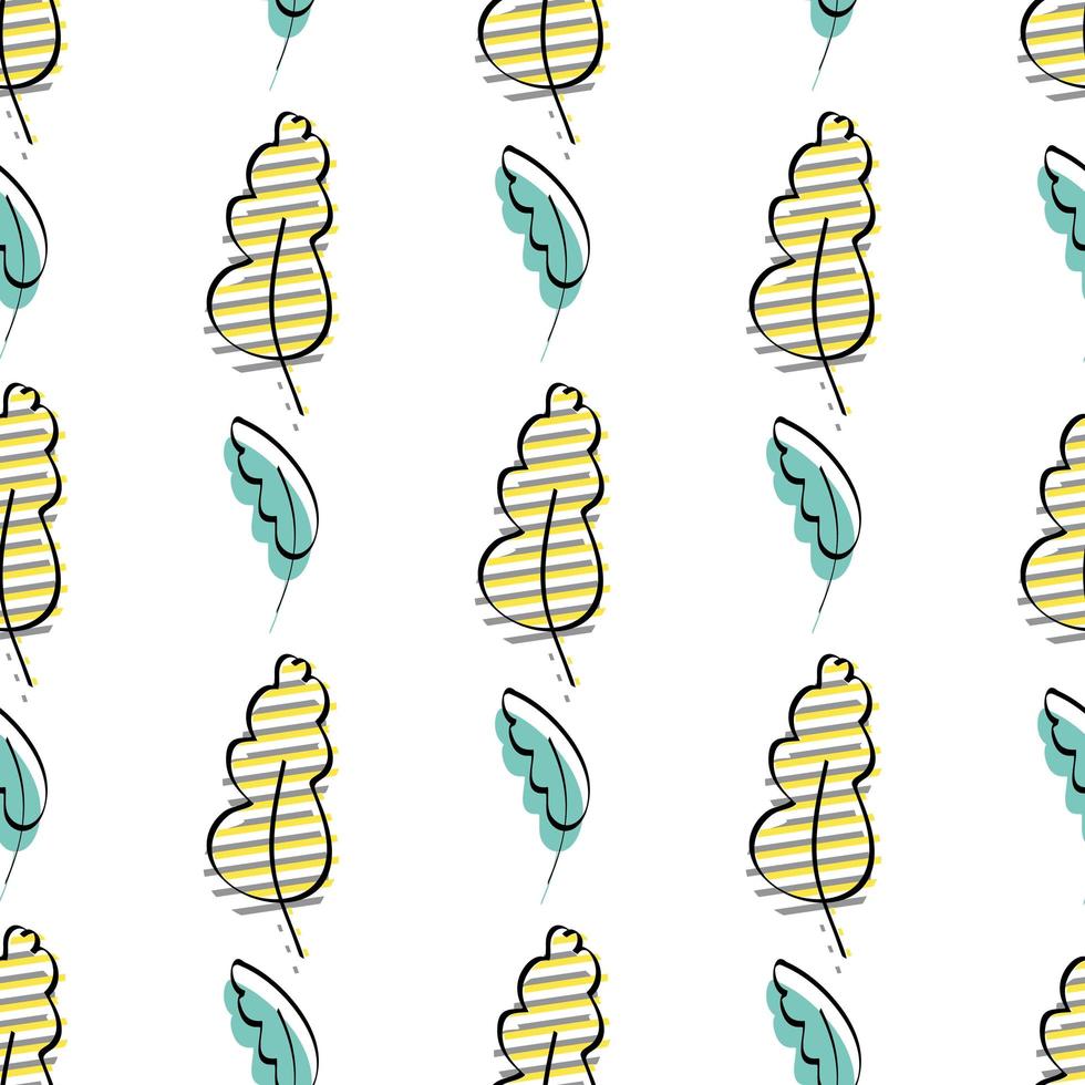 Seamless pattern with leaves. Drawn by hand. Good for menus, textiles wrapping paper and postcards. Flat style. Vector