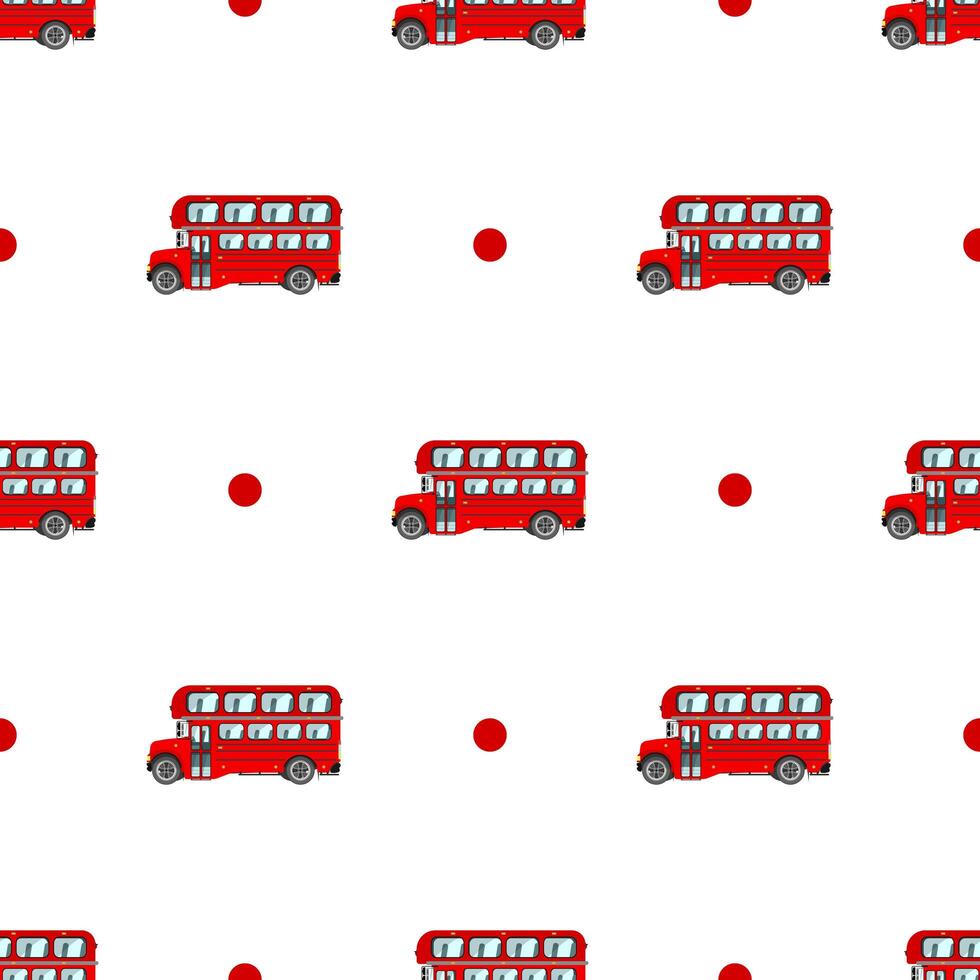 Vector pattern of english red buses. Pattern of double-decker red buses.