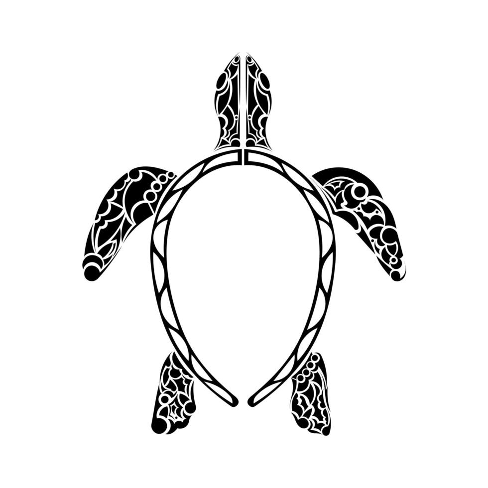 Polynesian style turtle tattoo. Black and white turtle tattoo. Maori tribal patterns. Isolated. vector