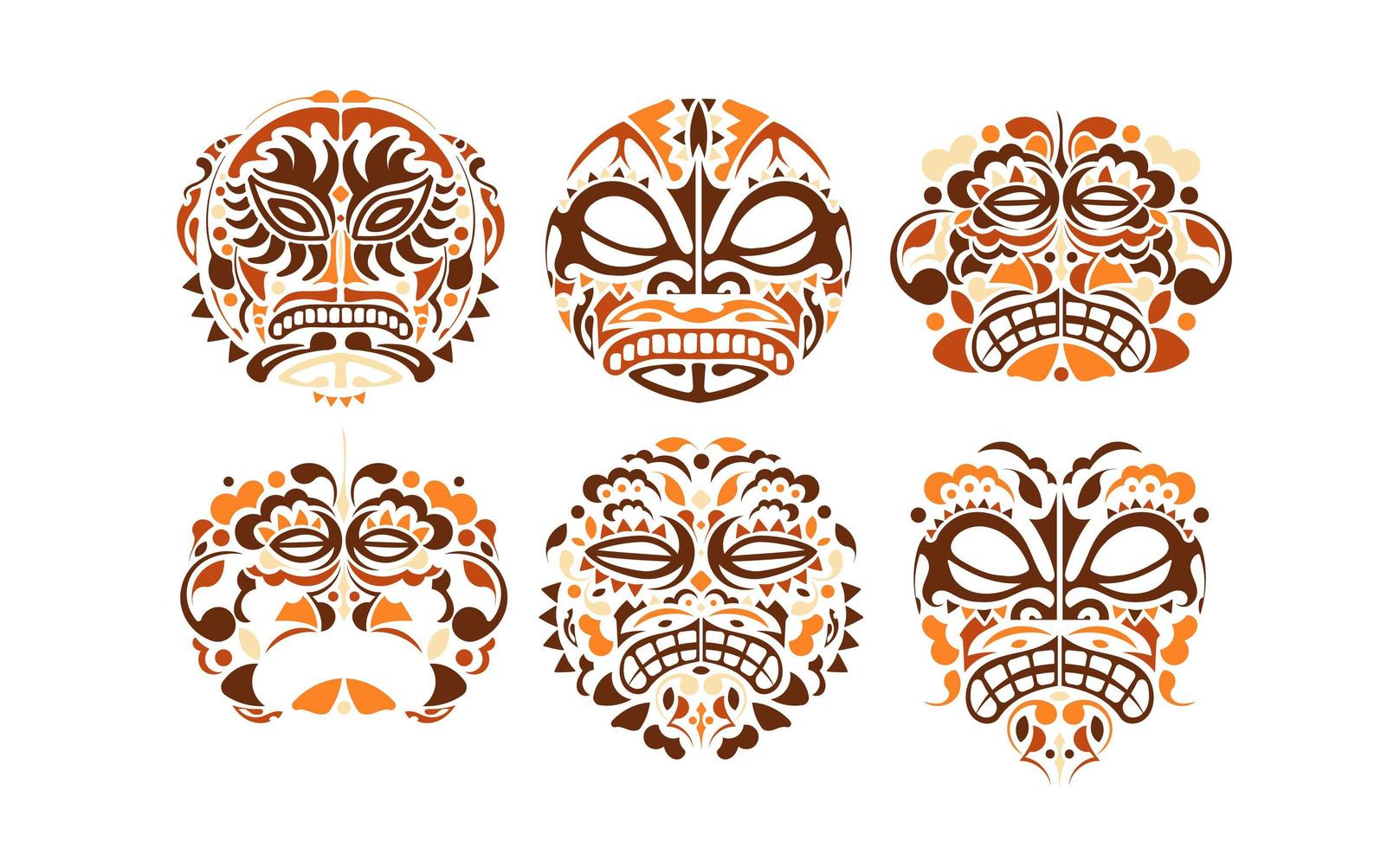African mask icons set. Tribal African mask illustration on white background. Vector illustration
