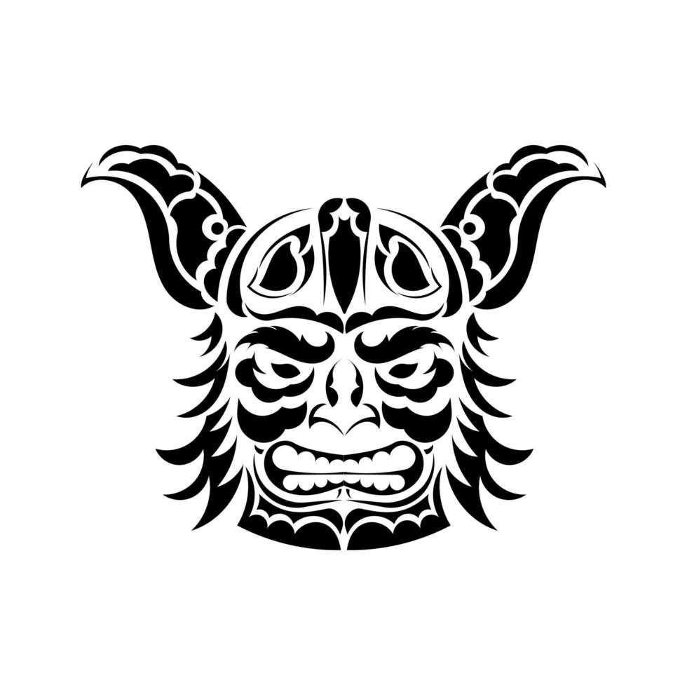 ilustración de cabeza vikinga en blanco y negro aislada en fondo blanco. vector